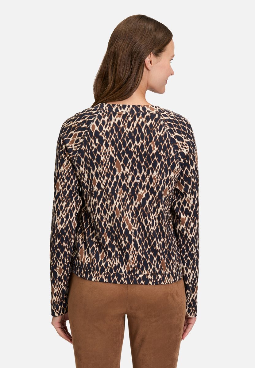 Strickjacke mit Blumenmuster und Streifen
