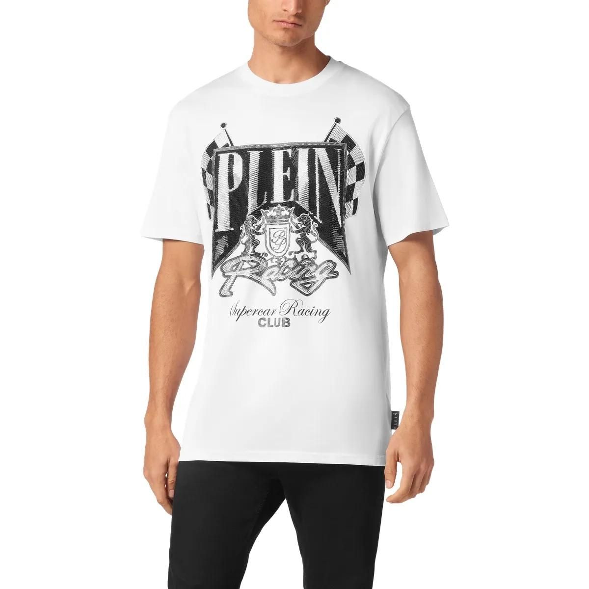 Philipp Plein - T-Shirt Racing Mit Schmucksteinen - Größe L - schwarz
