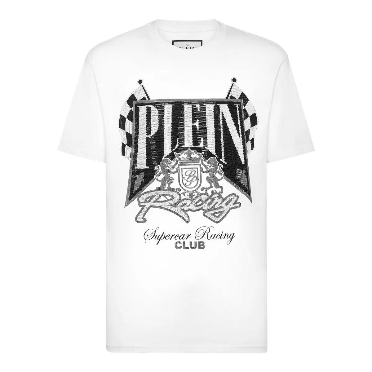 Philipp Plein - T-Shirt Racing Mit Schmucksteinen - Größe L - schwarz