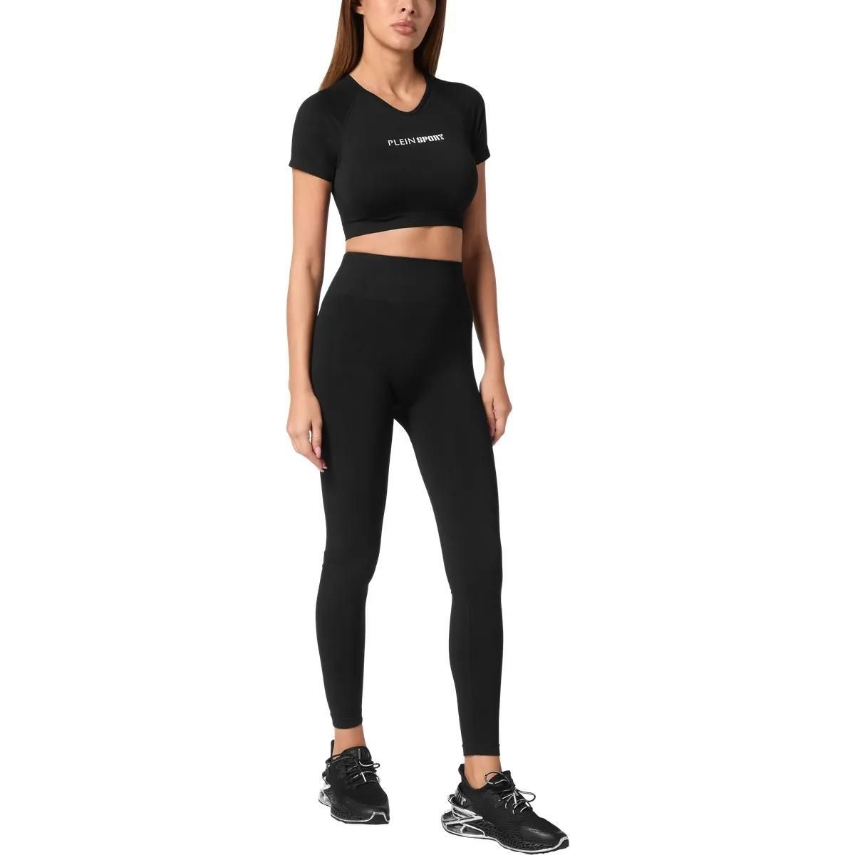 Plein Sport - Leggings Logo - Größe L - schwarz