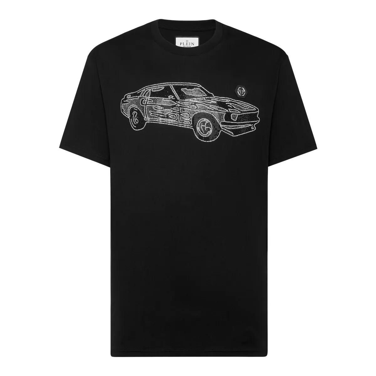 Philipp Plein - T-Shirt Racing Mit Schmucksteinen - Größe 3XL - schwarz