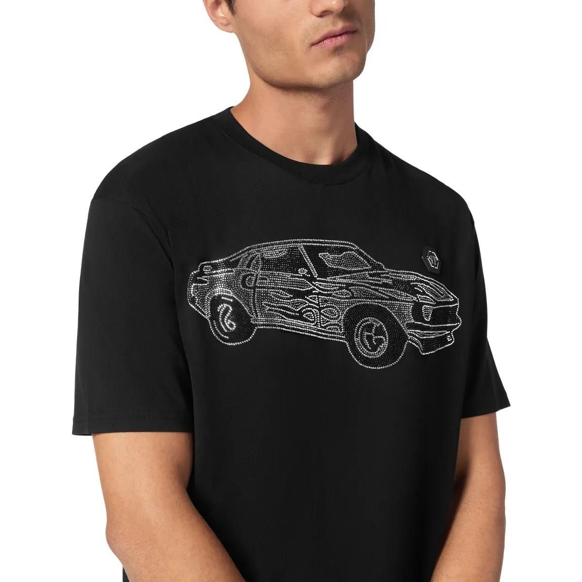Philipp Plein - T-Shirt Racing Mit Schmucksteinen - Größe 3XL - schwarz