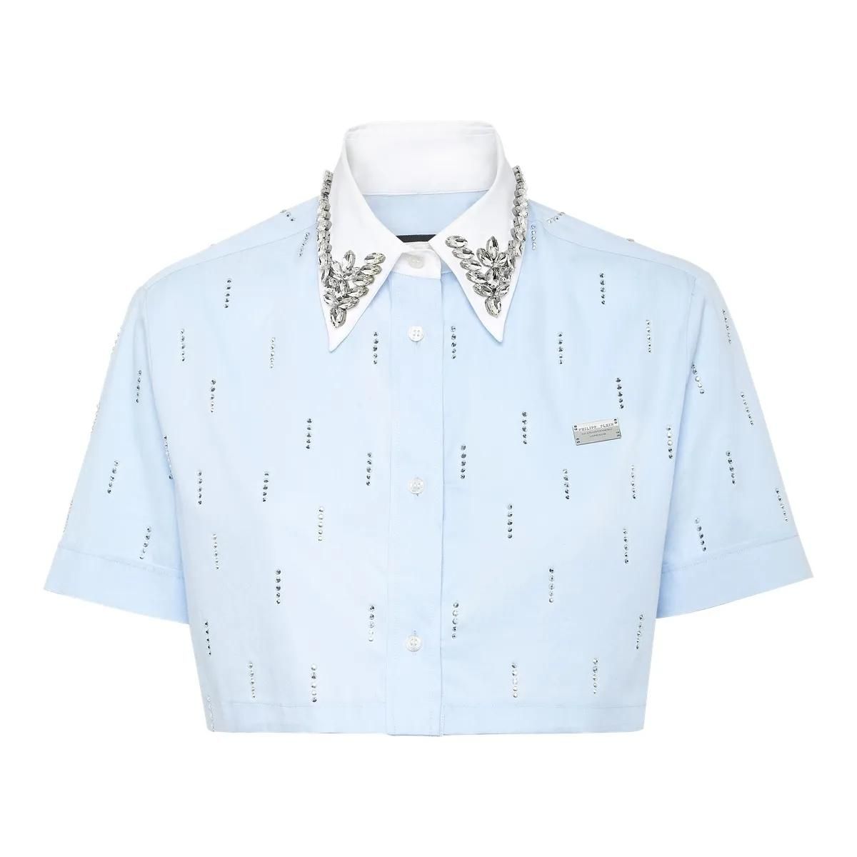 Philipp Plein - Hemd Mit Schmucksteinen - Größe L - blau