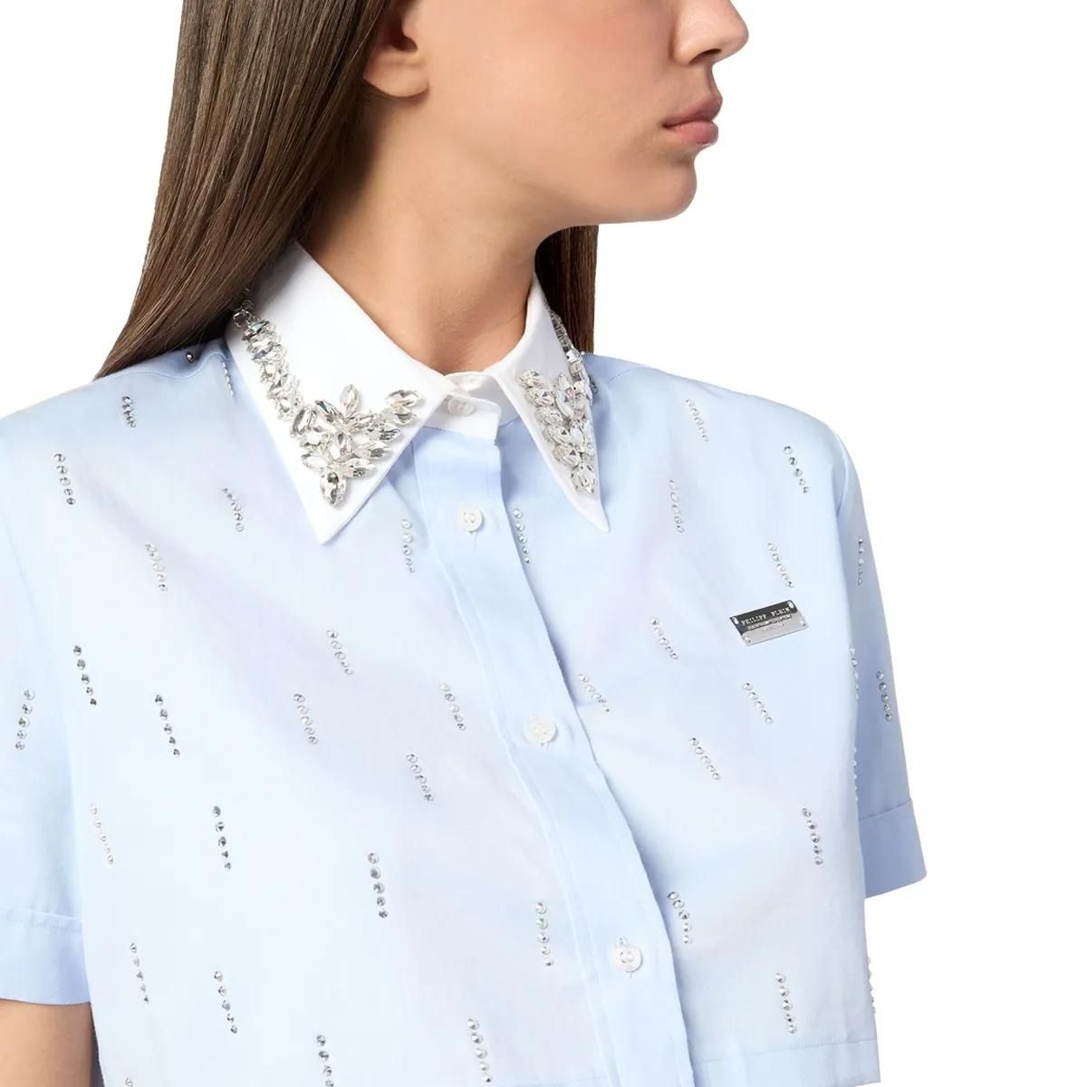 Philipp Plein - Hemd Mit Schmucksteinen - Größe L - blau