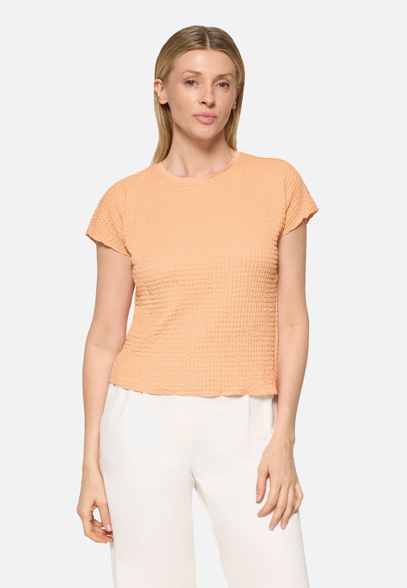 Kurzarmshirt mit strukturierter Strickoptik