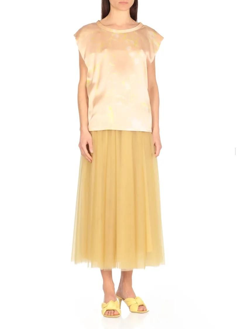 Fabiana Filippi - Sleeveless Silk Top With All-Over Contrasting Colo - Größe 42 - beige