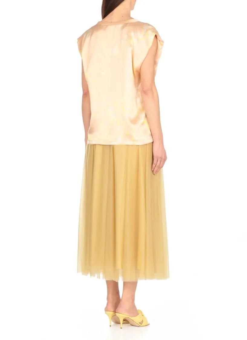 Fabiana Filippi - Sleeveless Silk Top With All-Over Contrasting Colo - Größe 42 - beige