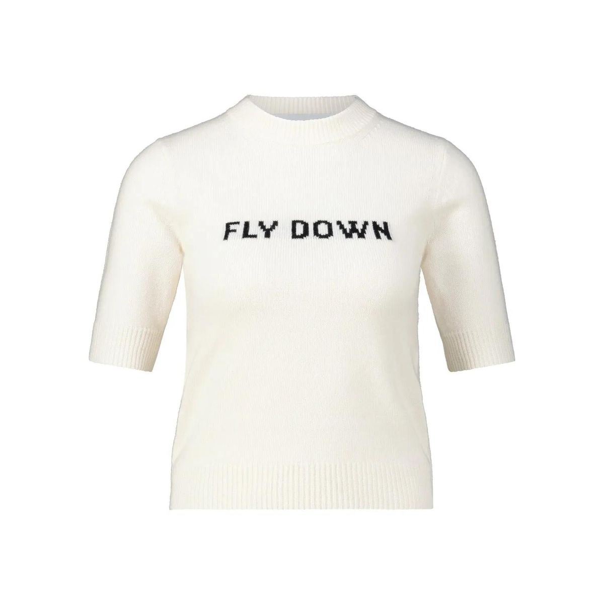 Sportmax - Kaschmir-Pullover Unisono mit Jacquard-Schriftzug - Größe L - creme