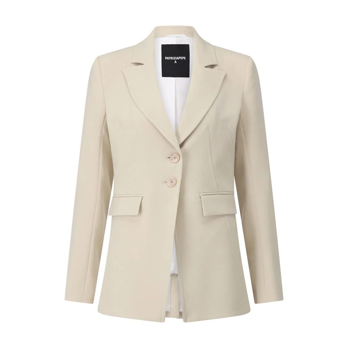 Patrizia Pepe - Blazer mit Logo-Manschetten - Größe 34 - beige