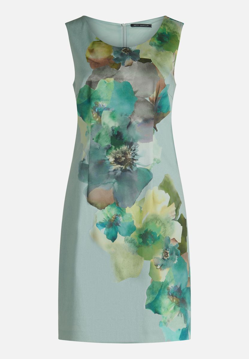 Ärmelloses Etuikleid mit Blumendruck