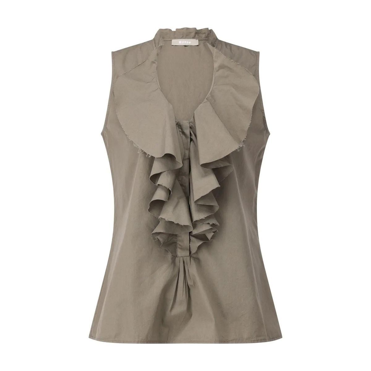 Kiltie - Kurzarmbluse Yvette mit Rüschen - Größe 34 - grün