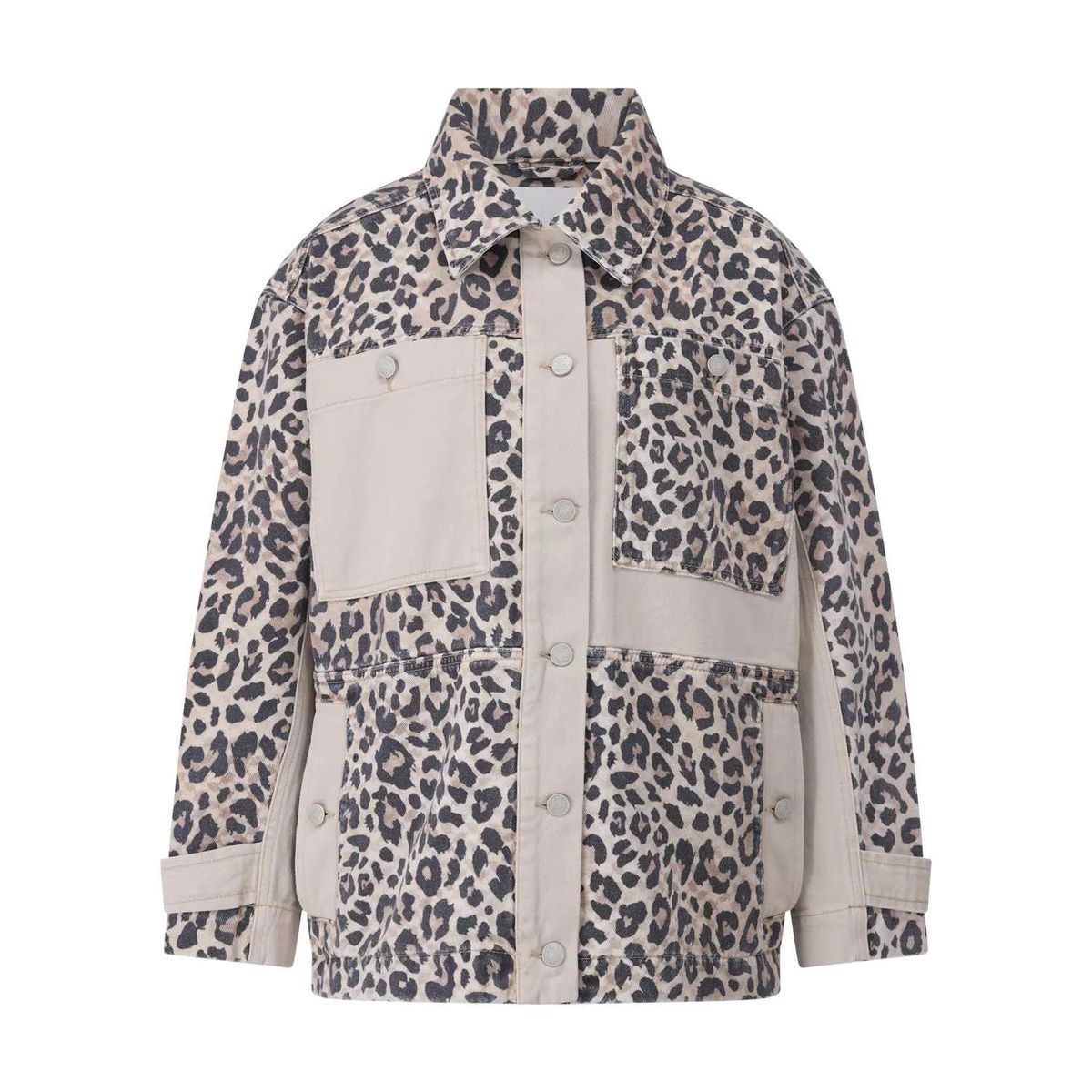 Lala Berlin - Denim-Overshirt Jola mit Animal-Musterung - Größe S - beige