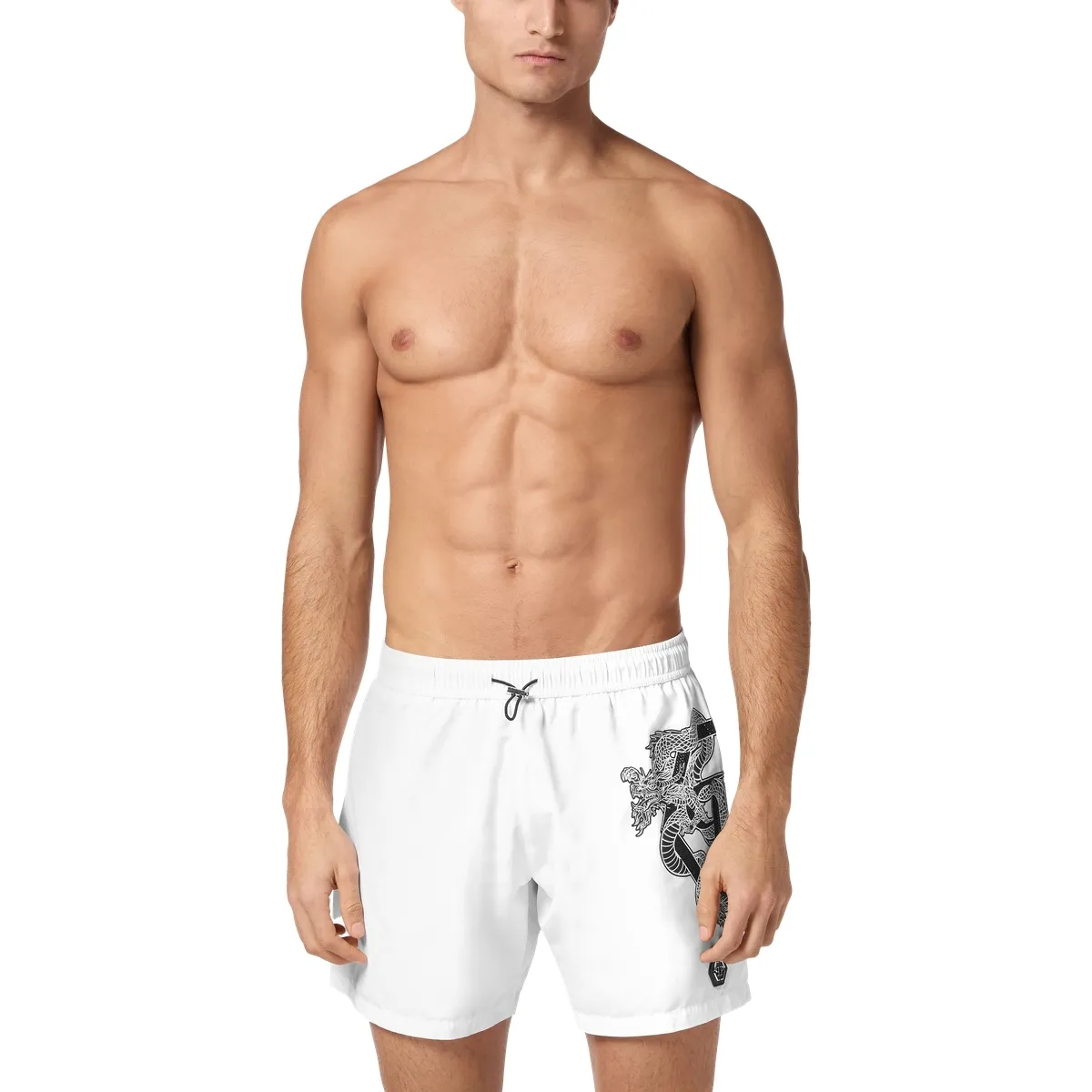 Philipp Plein - Badehose Dragon - Größe M - weiß