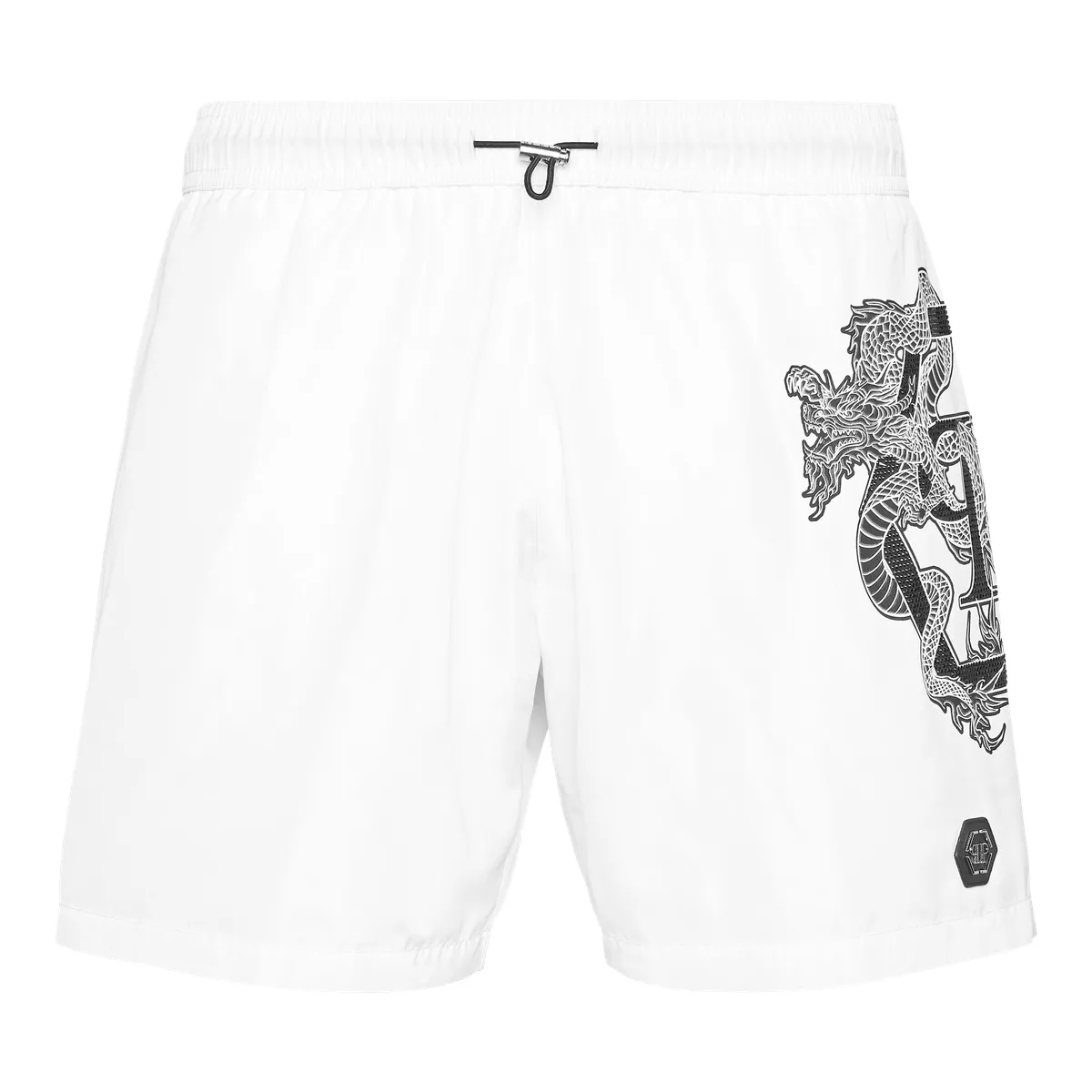 Philipp Plein - Badehose Dragon - Größe M - weiß