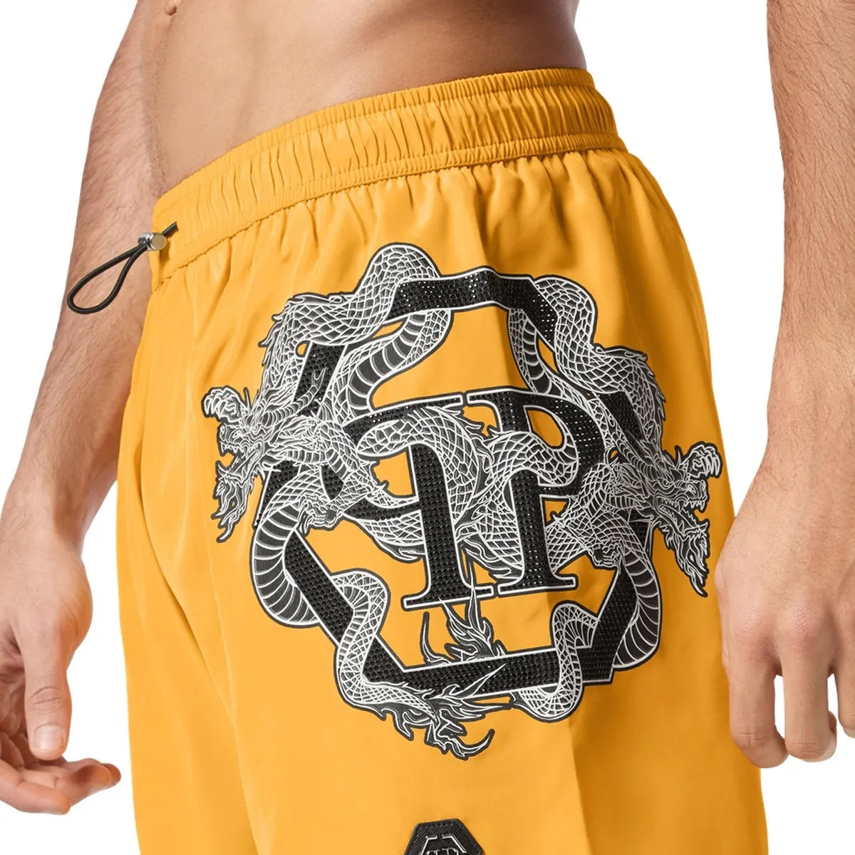 Philipp Plein - Badehose Dragon - Größe L - gelb