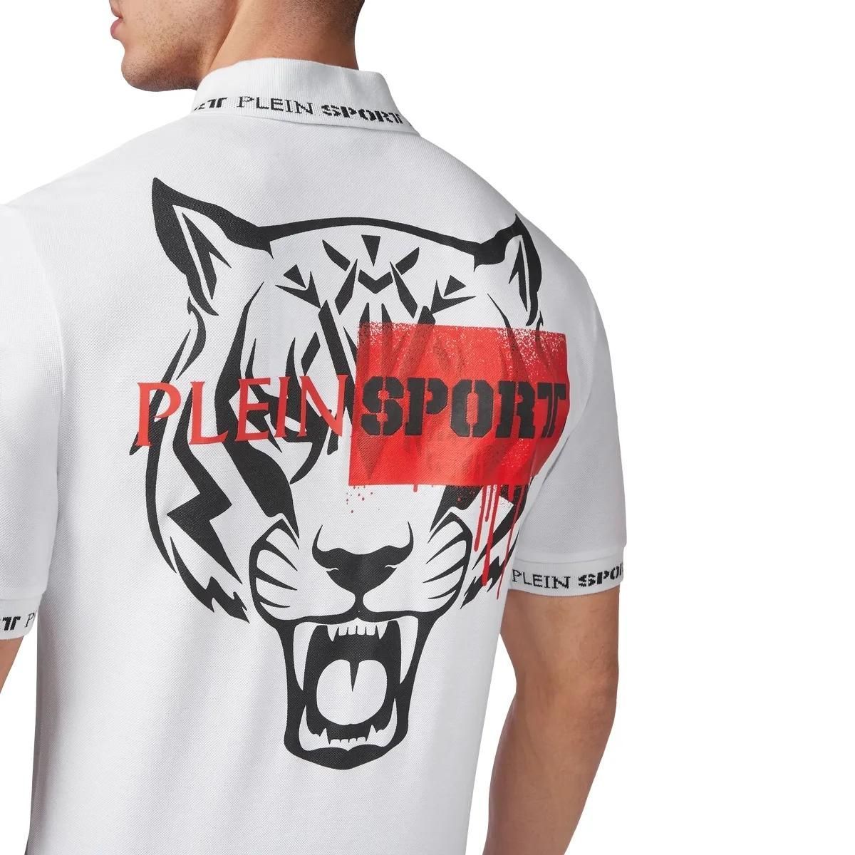 Plein Sport - Poloshirt Tiger - Größe M - weiß