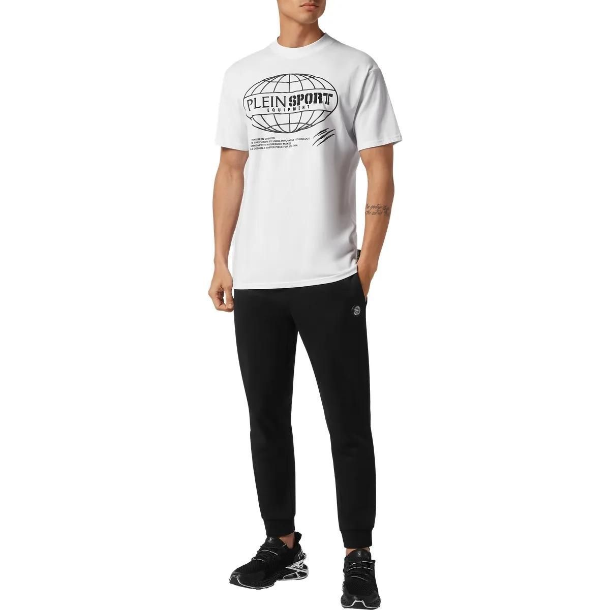 Plein Sport - T-Shirt Rundhalsausschnitt Ss Global Express Editi - Größe L - weiß