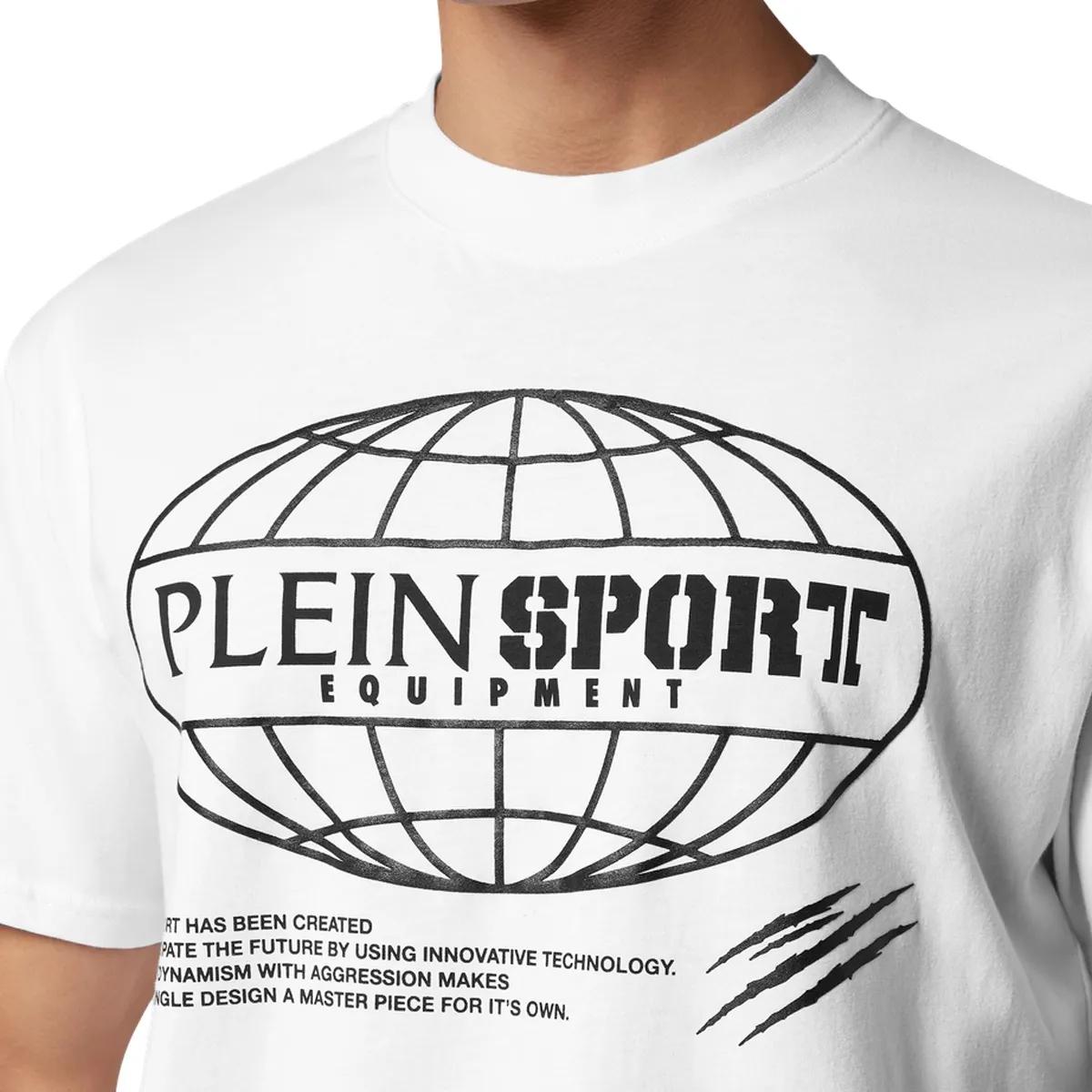 Plein Sport - T-Shirt Rundhalsausschnitt Ss Global Express Editi - Größe L - weiß