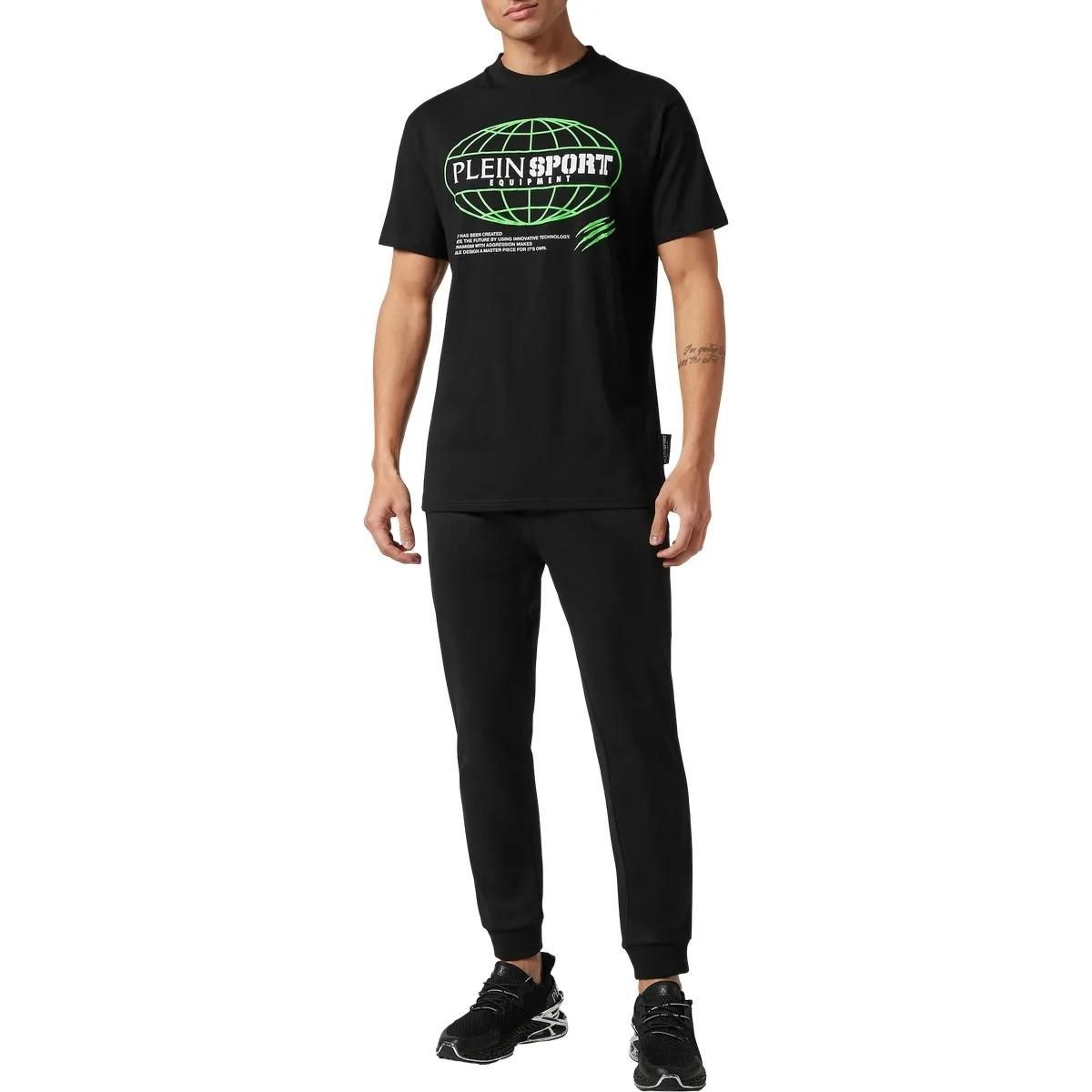 Plein Sport - T-Shirt Rundhalsausschnitt Ss Global Express Editi - Größe L - schwarz