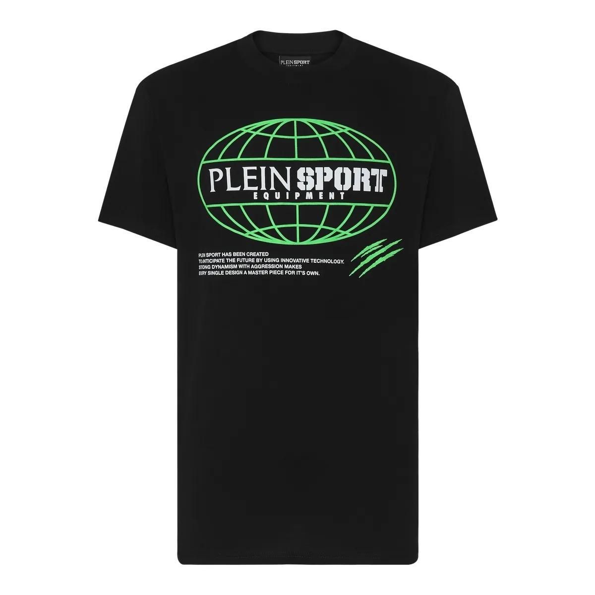 Plein Sport - T-Shirt Rundhalsausschnitt Ss Global Express Editi - Größe L - schwarz