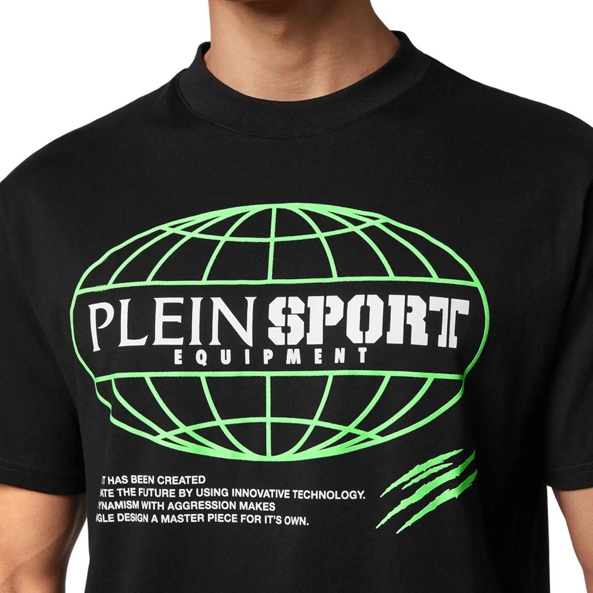 Plein Sport - T-Shirt Rundhalsausschnitt Ss Global Express Editi - Größe L - schwarz