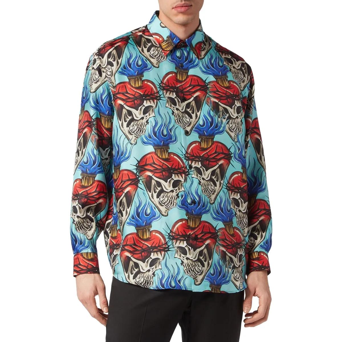 Philipp Plein - Hemd Tattoo - Größe 3XL - blau