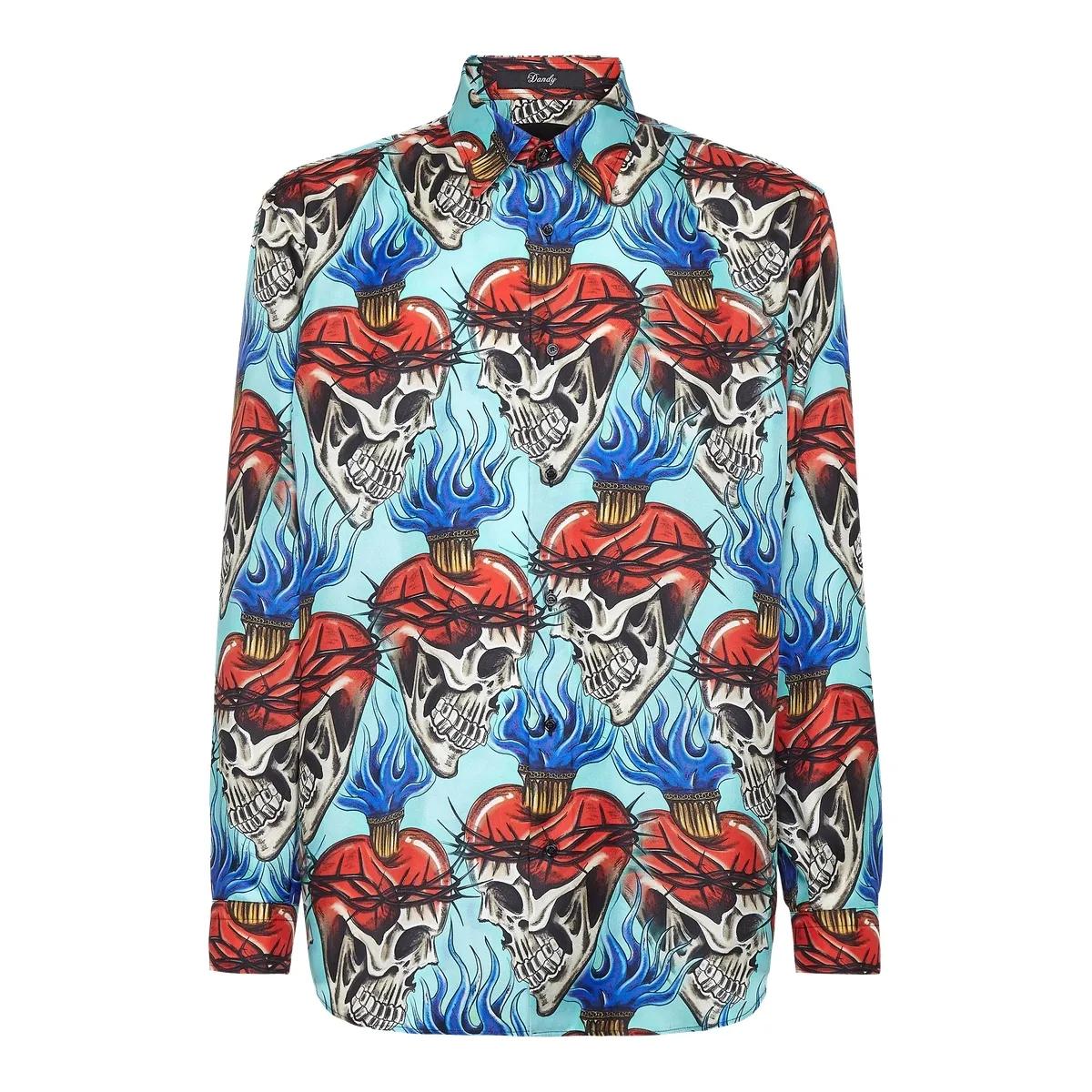 Philipp Plein - Hemd Tattoo - Größe 3XL - blau