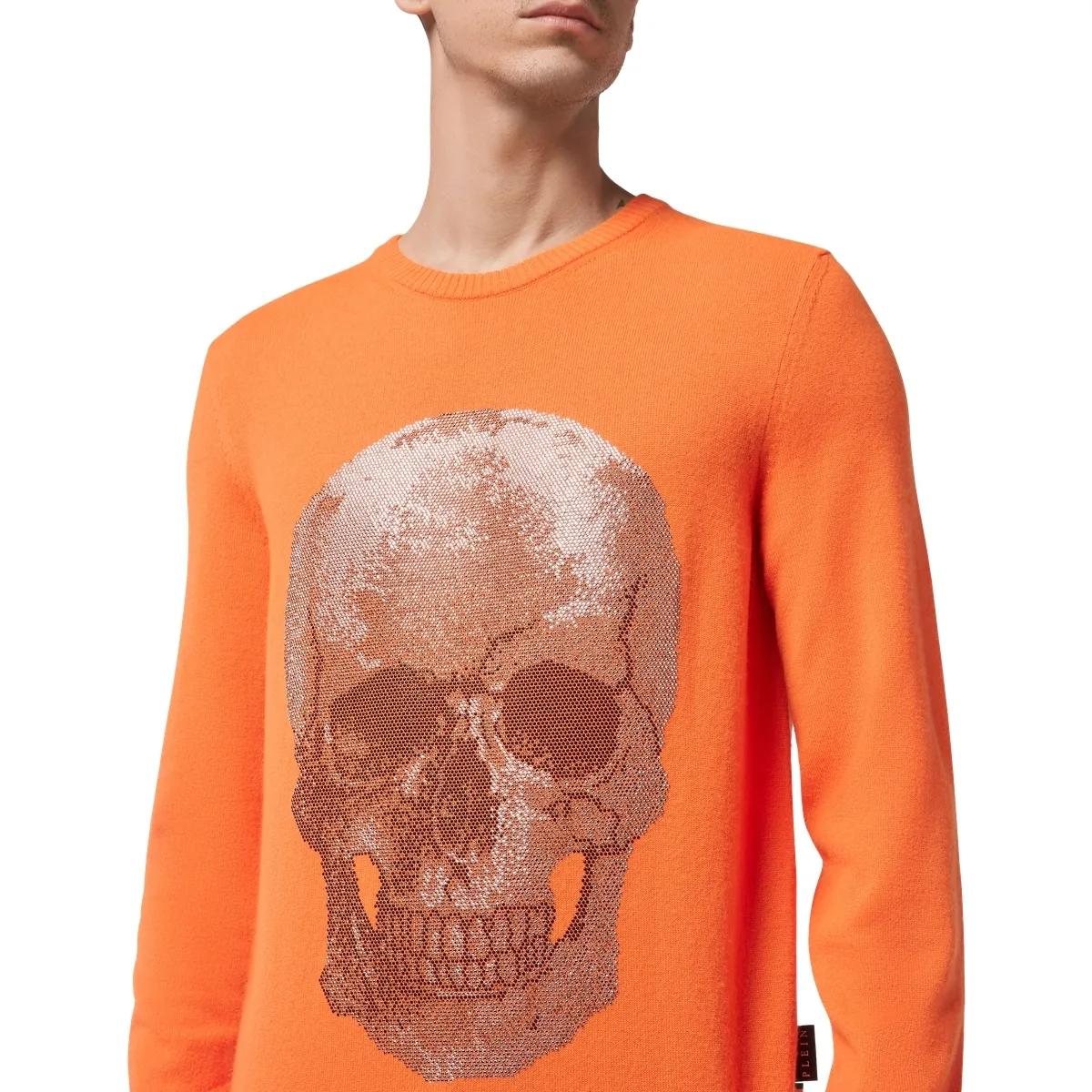 Philipp Plein - Rundhalspullover Iconic Plein Mit Schmucksteinen - Größe 3XL - orange