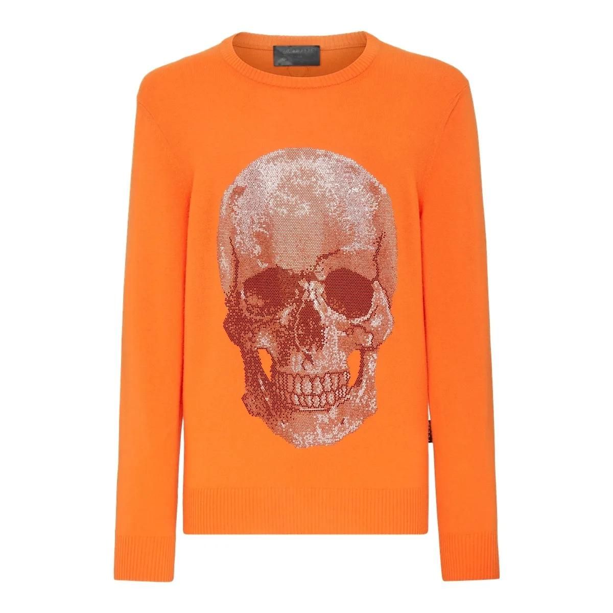 Philipp Plein - Rundhalspullover Iconic Plein Mit Schmucksteinen - Größe 3XL - orange