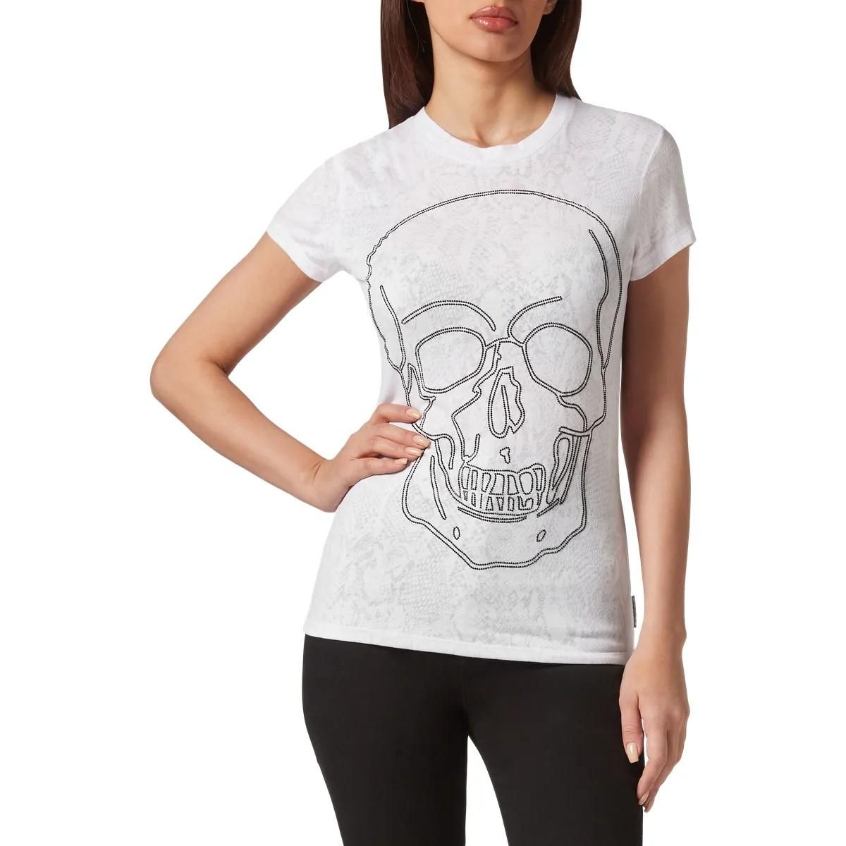 Philipp Plein - T-Shirt Skull - Größe L - weiß
