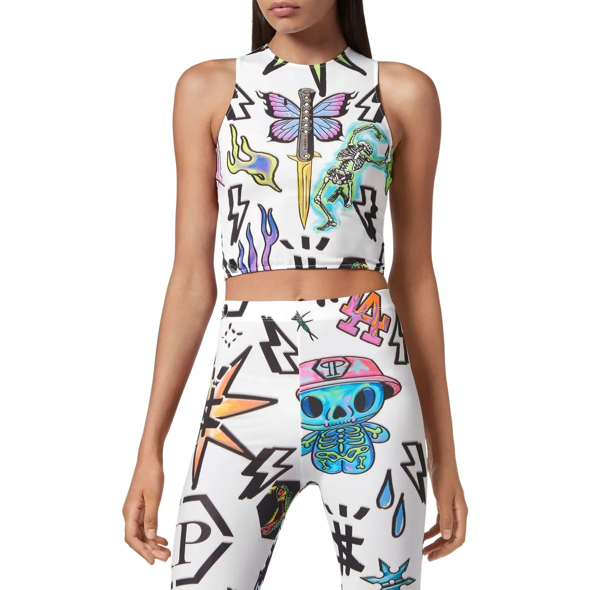 Philipp Plein - Tanktop Monogram - Größe L - weiß