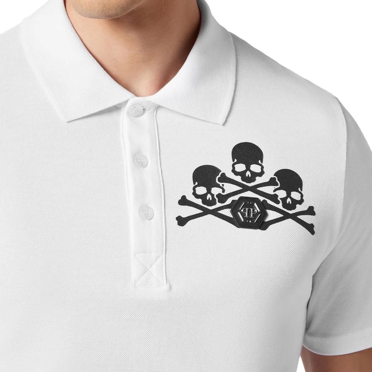 Philipp Plein - Poloshirt Skull - Größe 3XL - weiß