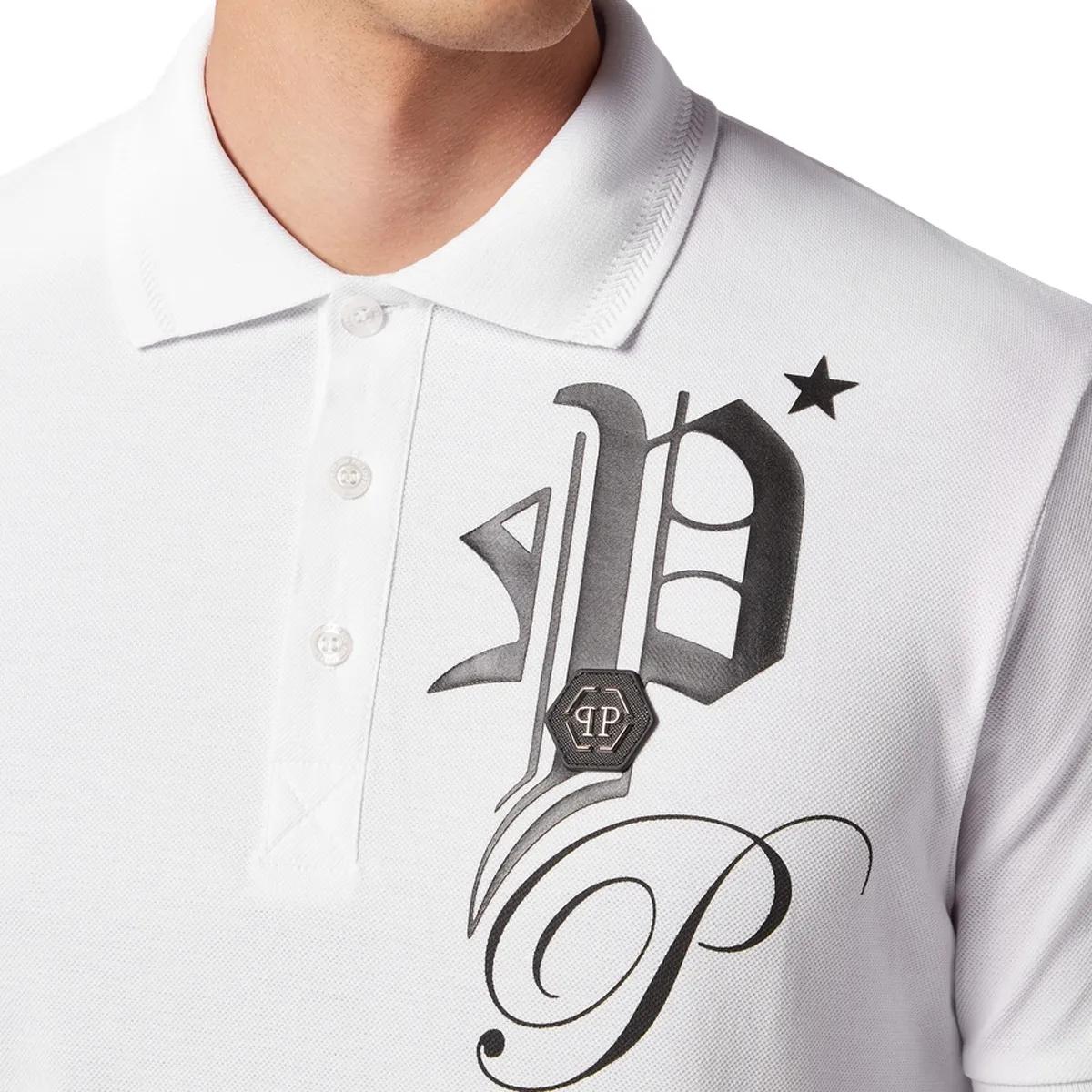 Philipp Plein - Poloshirt Gothic Plein - Größe 3XL - weiß