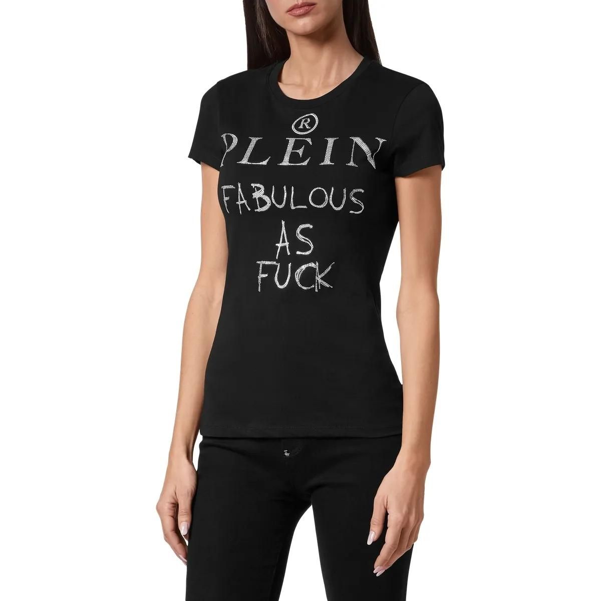 Philipp Plein - T-Shirt Mit Schmucksteinen - Größe L - schwarz
