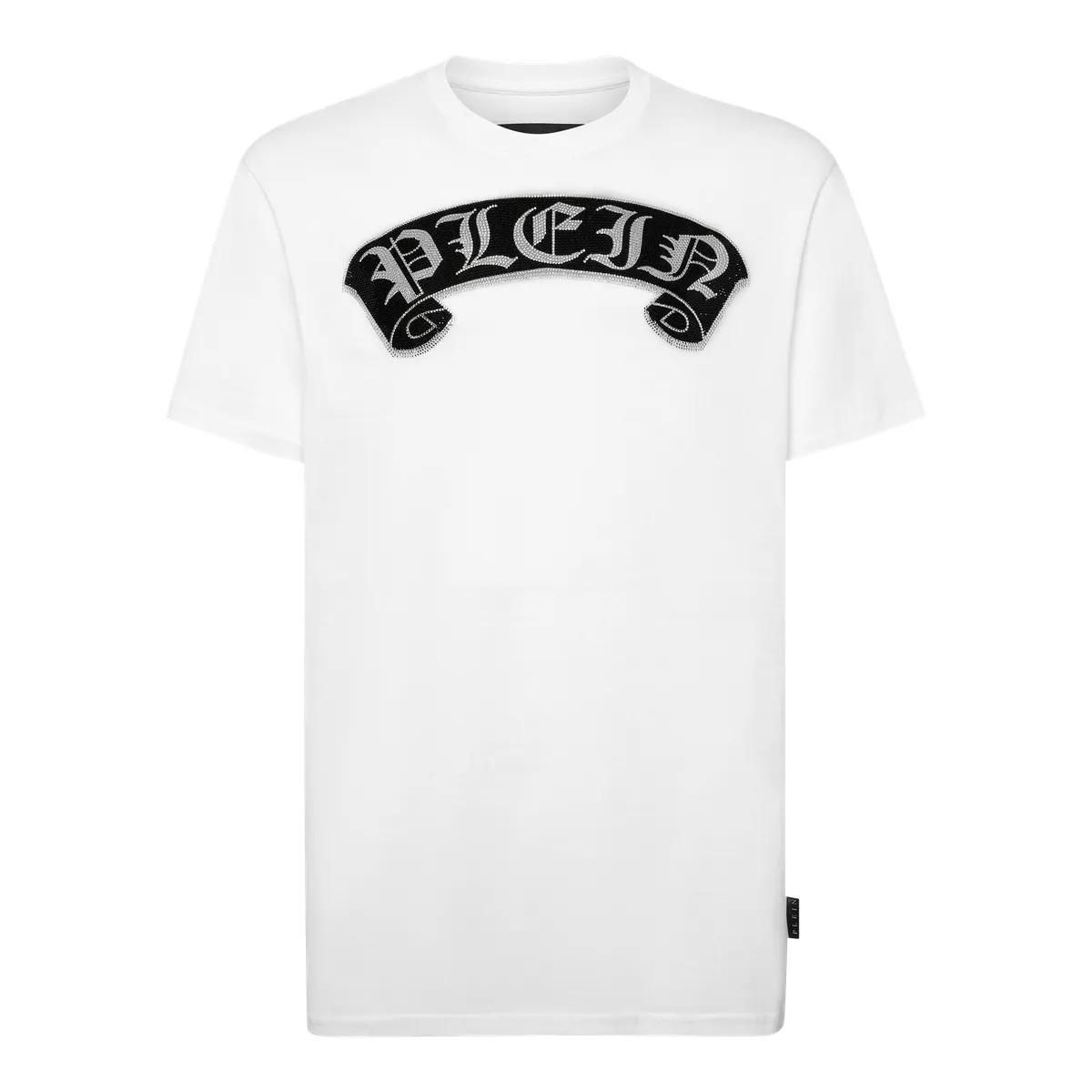 Philipp Plein - T-Shirt Gothic Plein Mit Schmucksteinen - Größe 3XL - weiß