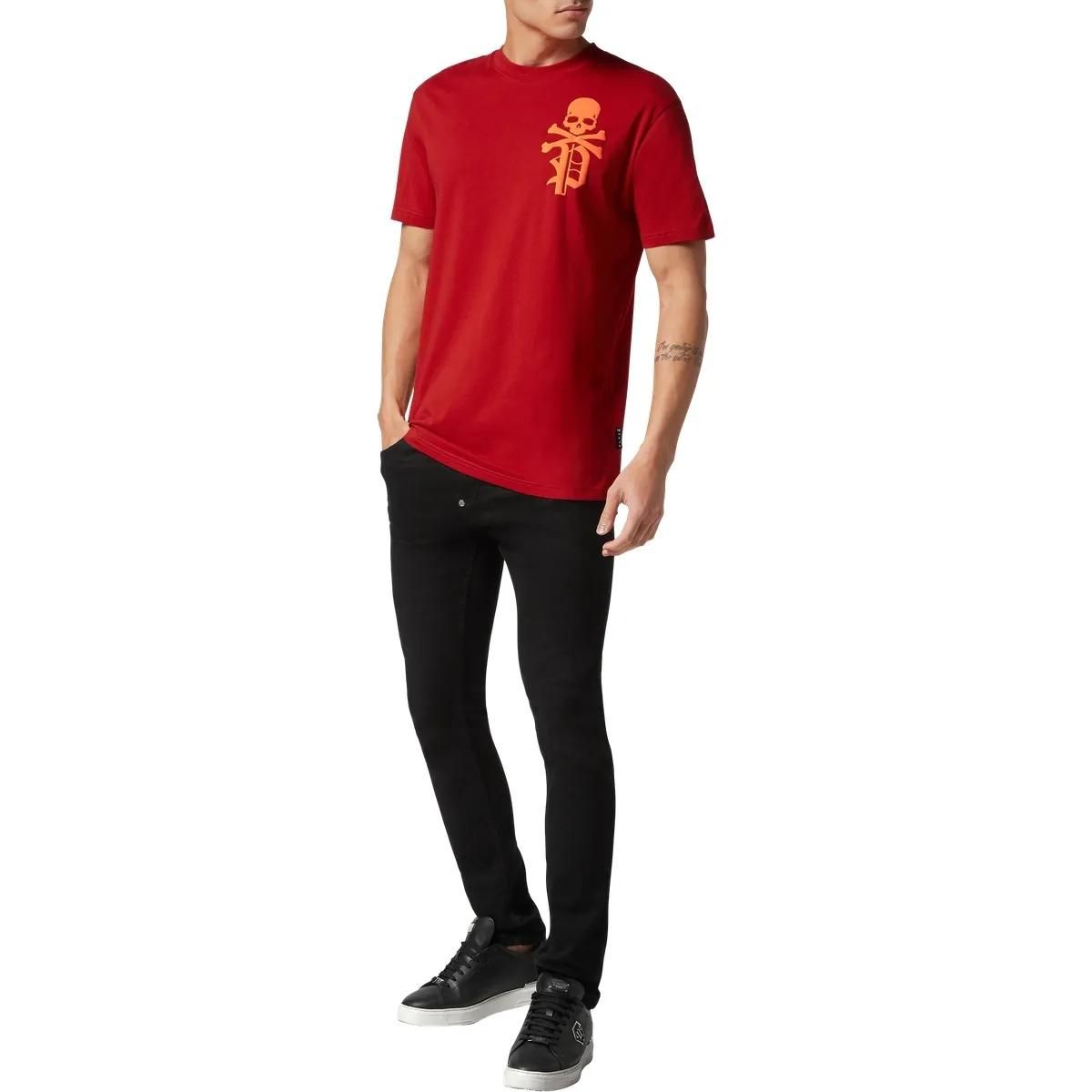 Philipp Plein - T-Shirt Skull&Bones - Größe 3XL - rot