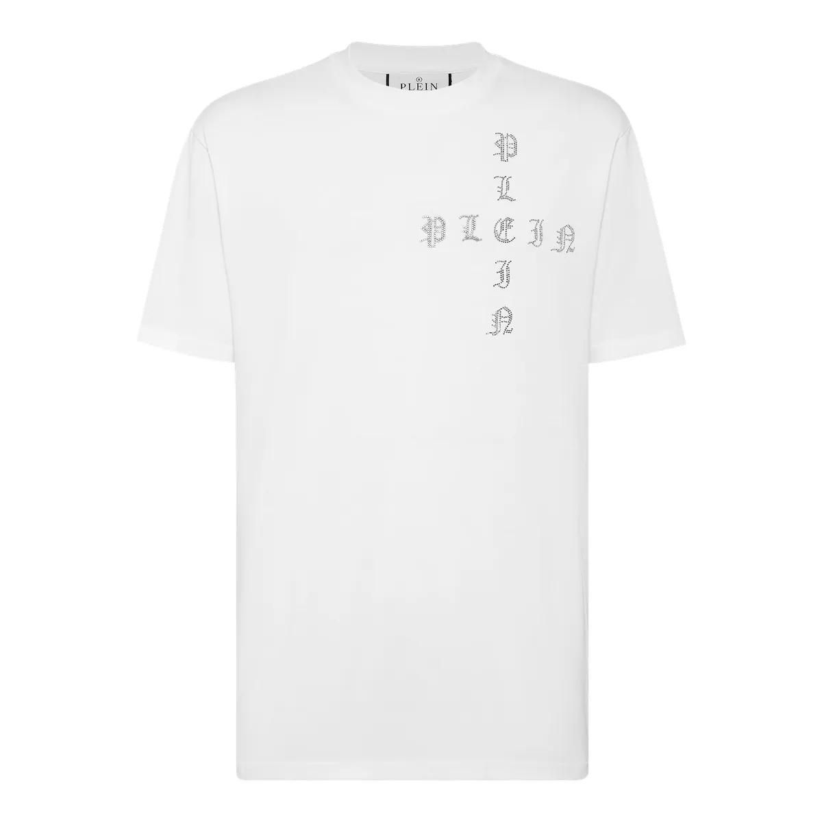 Philipp Plein - T-Shirt Gothic Plein Mit Schmucksteinen - Größe 3XL - weiß