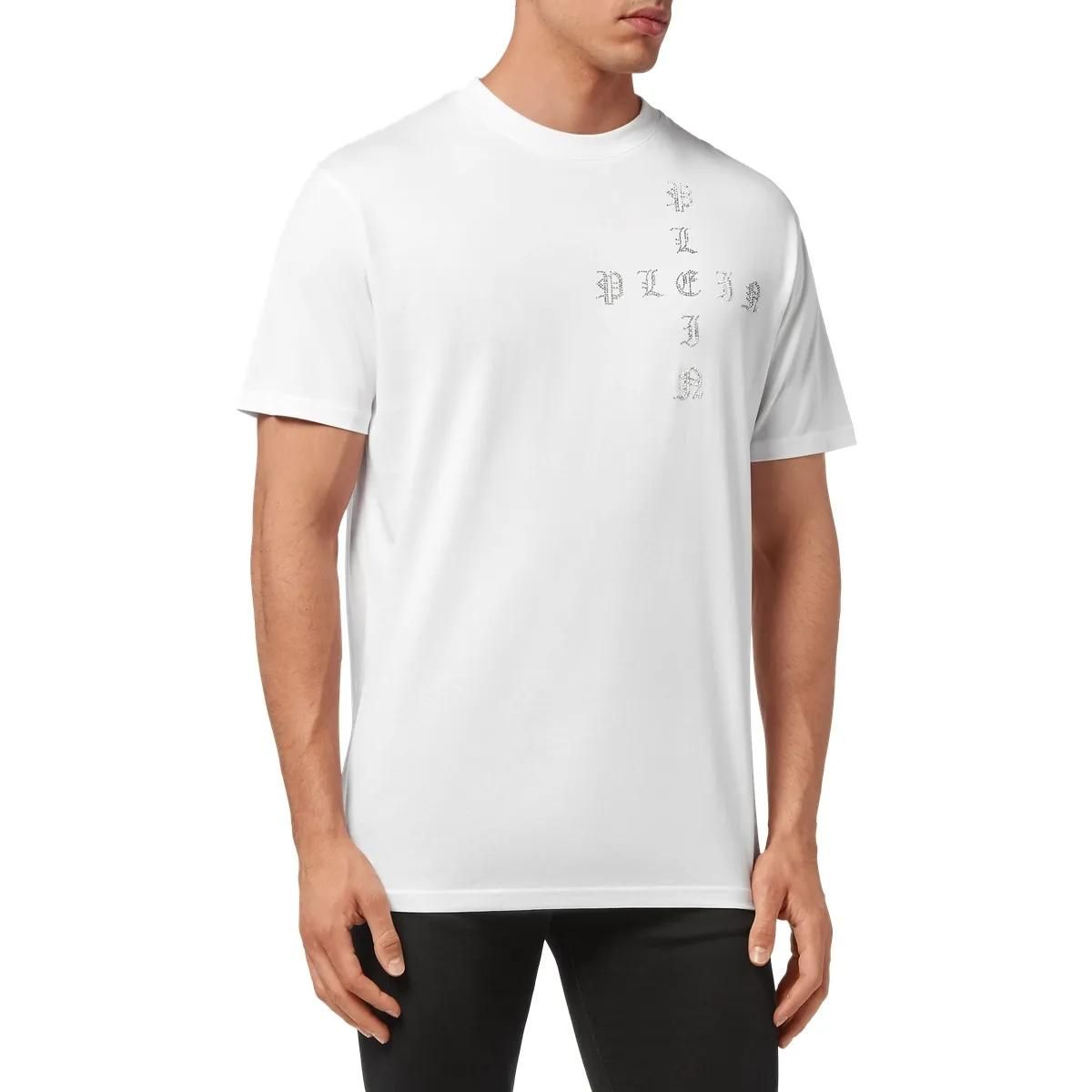 Philipp Plein - T-Shirt Gothic Plein Mit Schmucksteinen - Größe 3XL - weiß