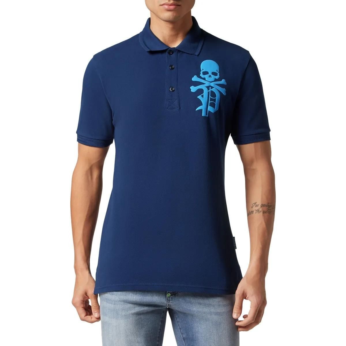 Philipp Plein - Poloshirt Skull&Bones - Größe 3XL - blau