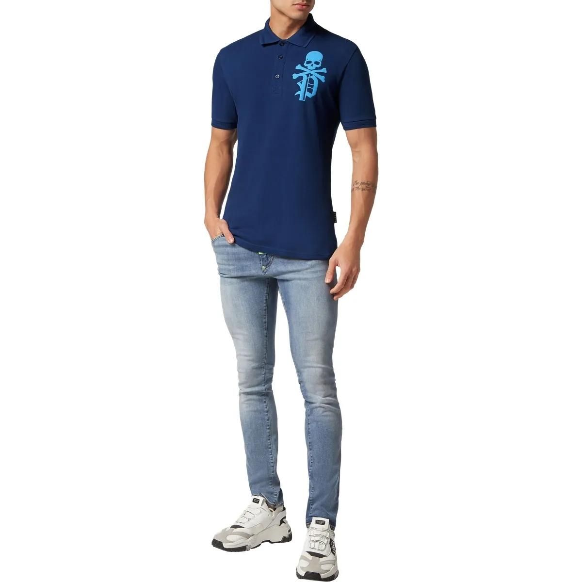 Philipp Plein - Poloshirt Skull&Bones - Größe 3XL - blau