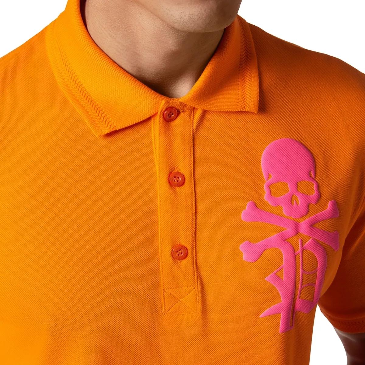 Philipp Plein - Poloshirt Skull&Bones - Größe 3XL - orange