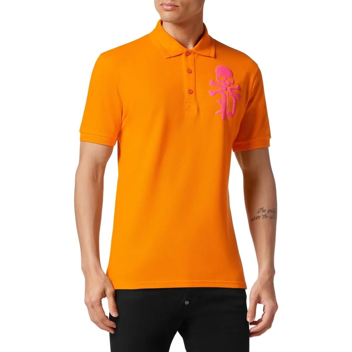 Philipp Plein - Poloshirt Skull&Bones - Größe 3XL - orange