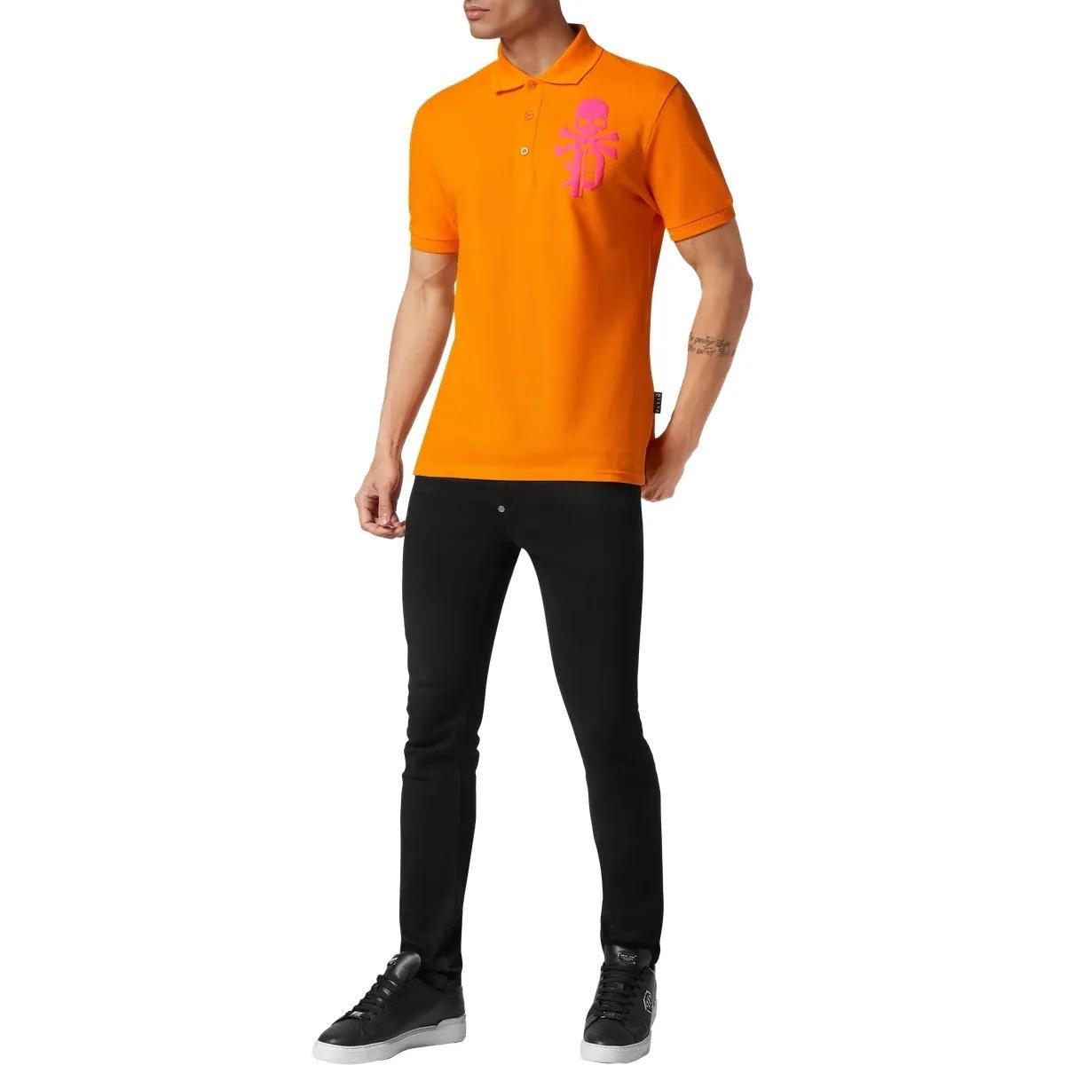 Philipp Plein - Poloshirt Skull&Bones - Größe 3XL - orange