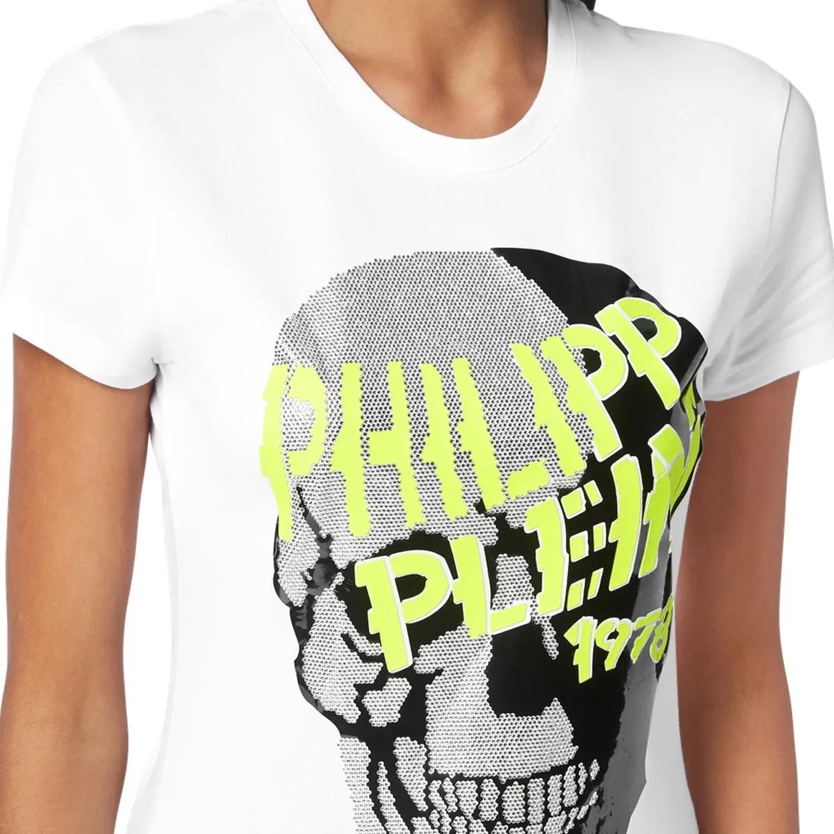 Philipp Plein - T-Shirt Skull Mit Schmucksteinen - Größe L - weiß