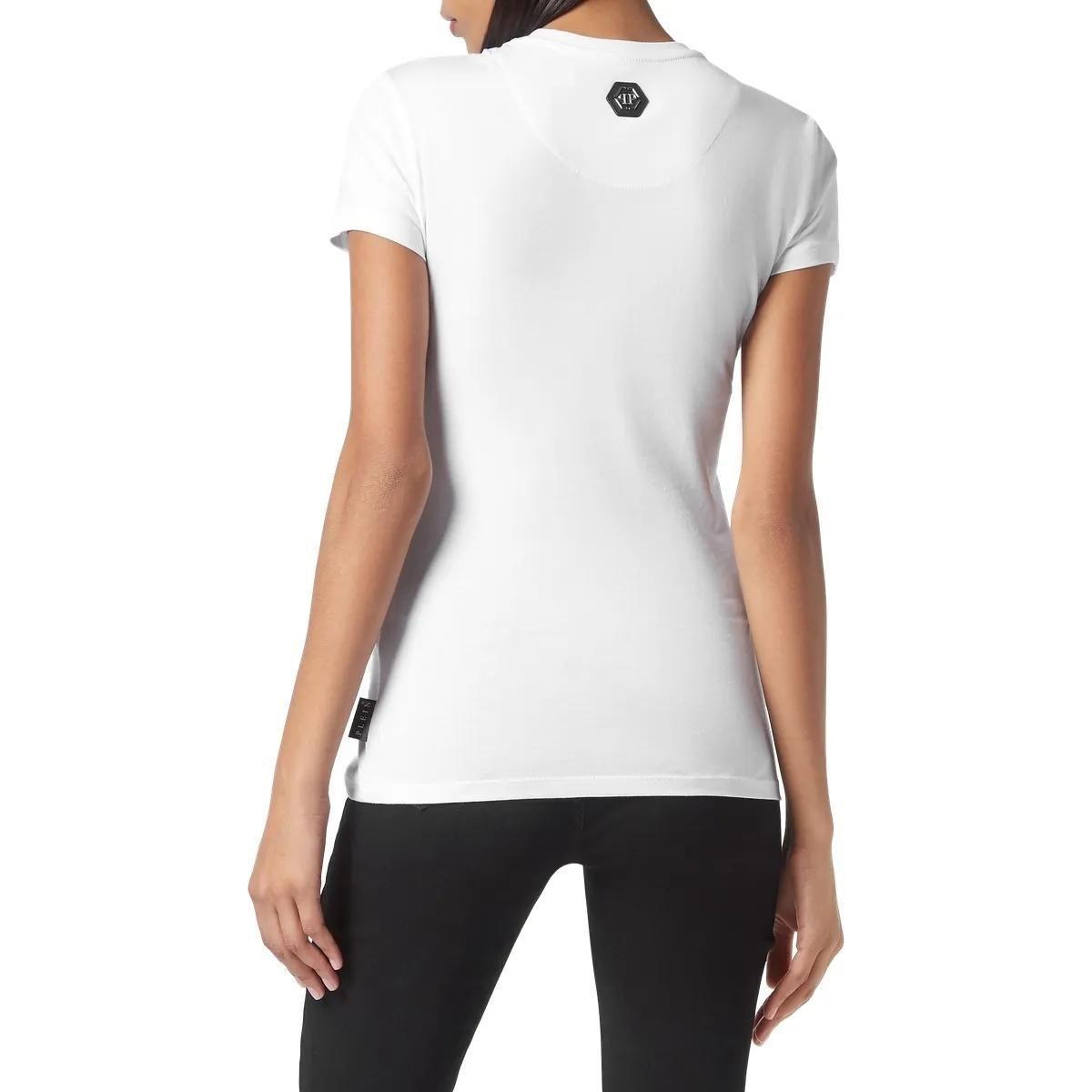 Philipp Plein - T-Shirt Skull Mit Schmucksteinen - Größe L - weiß