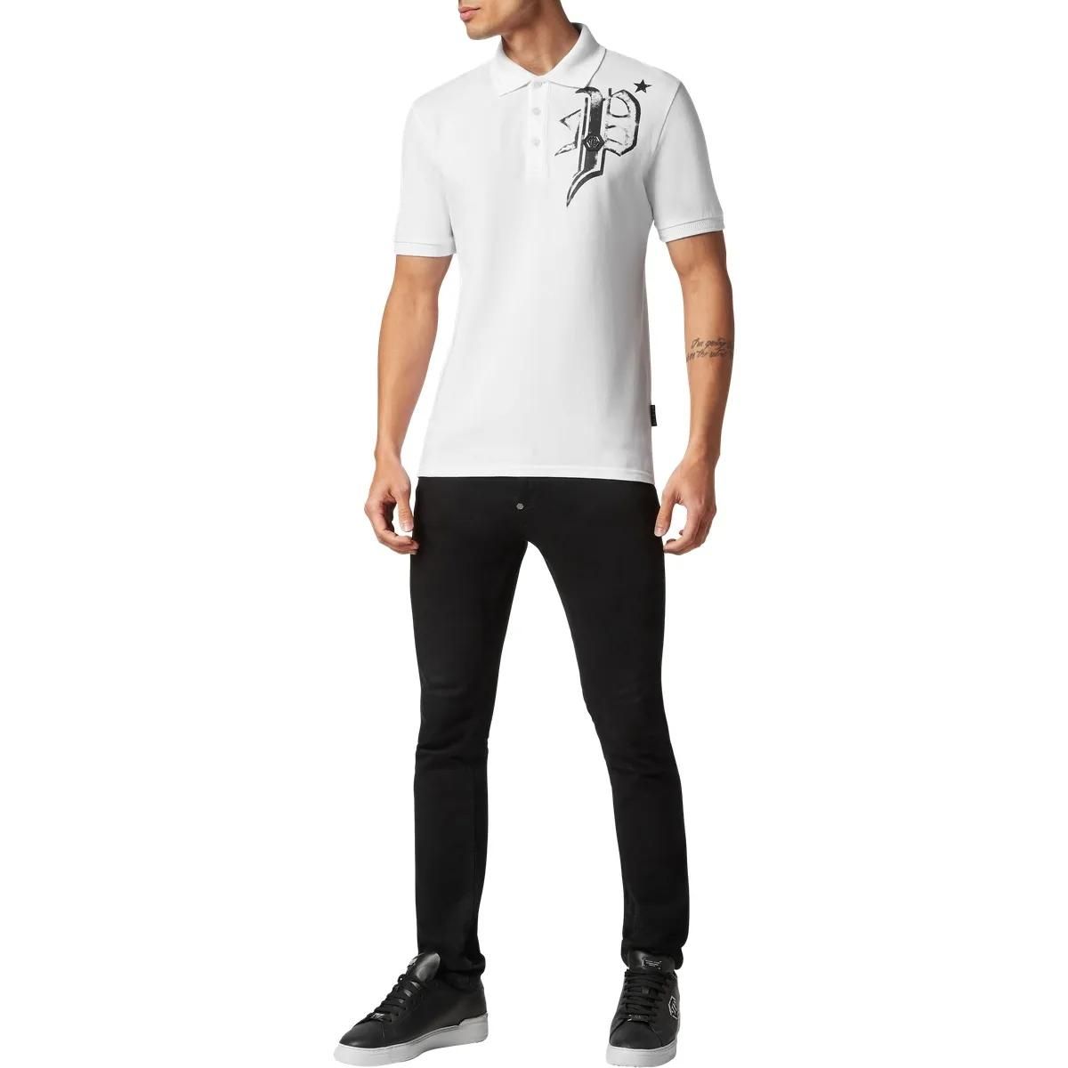 Philipp Plein - Poloshirt Skull&Bones - Größe 3XL - weiß