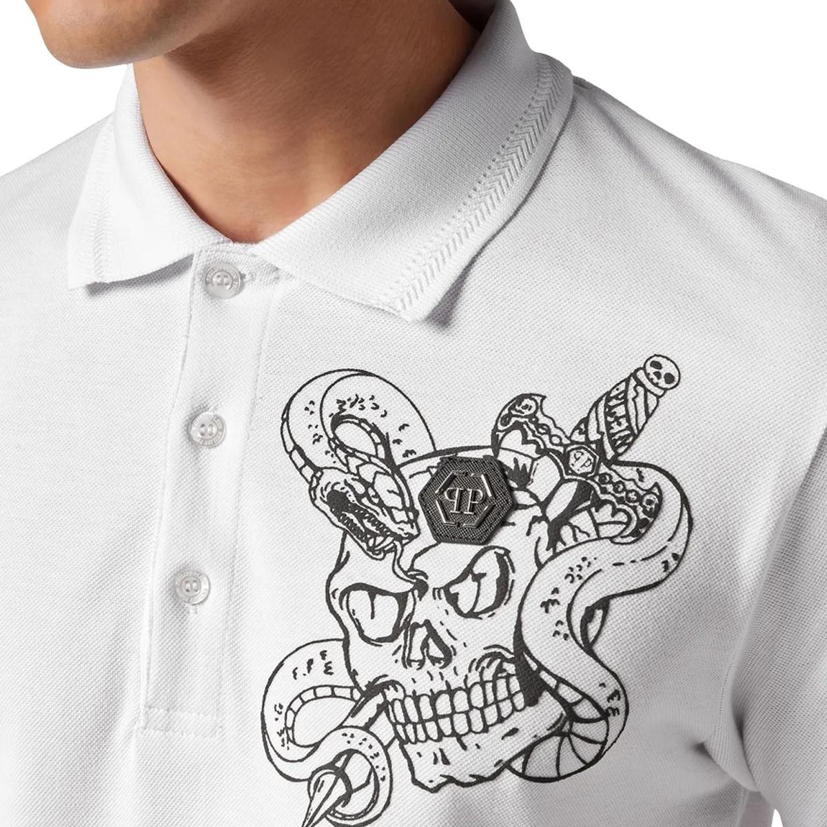 Philipp Plein - Poloshirt Snake - Größe 3XL - weiß