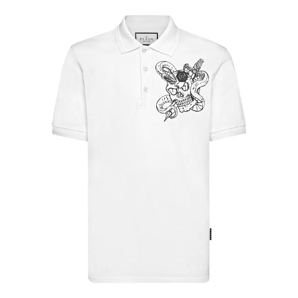Philipp Plein - Poloshirt Snake - Größe 3XL - weiß