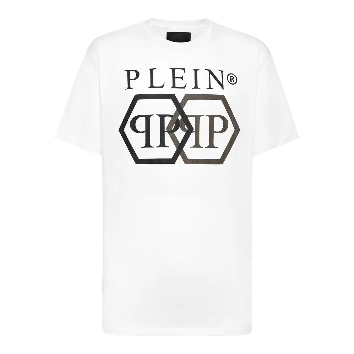 Philipp Plein - T-Shirt Hexagon Mit Schmucksteinen - Größe 3XL - weiß