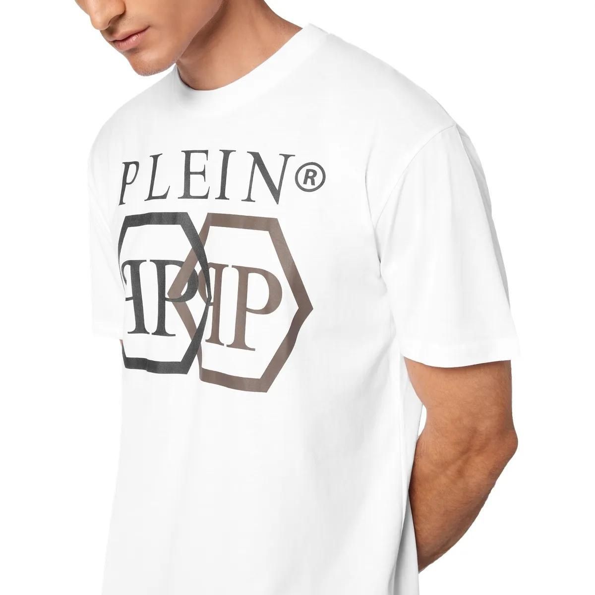 Philipp Plein - T-Shirt Hexagon Mit Schmucksteinen - Größe 3XL - weiß